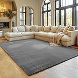 SIMPEX Teppich Wohnzimmer Grau 160x220 cm Kurzflor Teppich Waschbar, weich & rutschfest, modern einfarbiges Design für Wohnzimmer, Küche Schlafzimmer, & Kinderzimmer