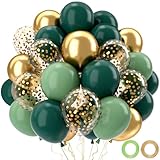 Luftballons Geburtstag Grün Gold,52 Stück Retro Grüne Goldene Helium Ballons Mit Bändern, Luftballons Salbeigrün Für Hochzeit Geburtstag Babyparty Baby Shower Taufe Geburtstagsdeko Grün, 12 Zoll