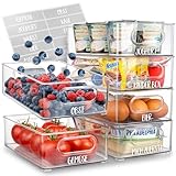 Kühlschrank Organizer 6er Set [mit 16 Aufkleber] Premium Küchen Organizer | Aufbewahrungsbox Organizer für Kühlschrank | Vorratsbehälter | Stapelbar | BPA frei