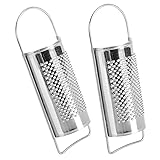 com-four® 2x Lebensmittelreibe - Muskatreibe aus rostfreiem Edelstahl - Knoblauchreibe - Universalreibe - Muskatnuss- und Gewürzreibe (offen - silberfarben - 2 Stück)