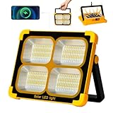 100W LED Baustrahler Akku Solar Arbeitsleuchte Tragbare, 10000LM 12000mAh Akku Arbeitsleuchte USB-Wiederaufladbar, 4 Lichtmodi, Campinglampe Tragbar im Freien für Notfälle, Baustelle, Camping, Garage