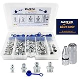 UMETA® Schmiernippel Sortiment [62 in 1] – Robustes Set [H1 M6/M8/M10/R1/8] inkl. Mundstücke & Schutzkappen – Langlebige Qualität Made in Germany – Profi Zubehör für Fettpresse