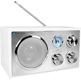 Blaupunkt RXN 180 Nostalgieradio in zeitlosem Holz-Design, mit PLL-UKW-FM-Radio, Bluetooth, AUX-IN, einfache Bedienung, hochwertige Drehregler & Holzkorpus für kraftvollen Klang, Weiß