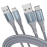 ANMIEL USB C Kabel 3M [2 Pack] 3.1A Schnellladung Typ C Ladekabel,Nylon geflochtenes USB A zu USB C Ladekabel für Samsung Galaxy S10 S9 S8 Plus S21,Note 10 9 8,LG V20 G8 G7,Typ C Ladegerät