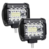 URAQT LED Arbeitsscheinwerfer, 2x60W Auto Scheinwerfer 6000K Zusatzscheinwerfer, IP65 Wasserdicht Strahler Led-Offroad Flutlicht, Rückfahrscheinwerfer für Auto, Traktor, SUV, UTV, ATV, 4 Zoll