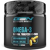 Omega 3 hochdosiert mit 4000mg - 300 Kapseln - Fischöl mit 80% Fettsäuren davon 2000mg EPA & 1000mg DHA - Natürliche Triglyceride Form - Aufwendig gereinigt