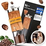 Nuvioo Kaffeemühle Manuell Holz Keramikmahlwerk -Verstellbarer Mahlgrad- Praktisch verstaubar Coffee Grinder für jede Art von Kaffee