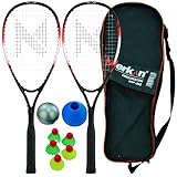 Merkan Speed-Badminton Set, 2 handliche Aluminiumschläger, Länge 58,9 cm, ideal geeignet für stabiles und schnelles Spielen, hochwertige Tasche (MSP-002)
