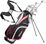 Wilson Anfänge-rAmazon Exclusive Komplettsatz, 10 um 1 Inch verlängerte Golfschläger mit Carrybag, Herren, Rechtshand, Stretch XL, schwarz/grau/rot, WGG157552