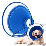 Halskrause Hund Leckschutz, Weich Schutzhalsband Kegelhalsbänder Verstellbar Genesungshalsband, Atmungsaktive Haustier Elisabethanischer, Hundehalskrause, Leckschutz Hund (S, Blue)