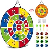 Dartscheibe für Kinder - 26 inches, Montessori Spielzeug Dinosaurier Thema Dart Board mit 12 Bällen Brettspiele Toy, Oppelseitige Safe Game Geschenk Outdoor Indoor Spiel Wahl,66cm