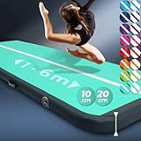 VENDOMNIA Airtrack Matte, 10/20cm hohe aufblasbare Gymnastikmatte in Länge 1/2/3/4/5/6/7/8 m, mit elektrischer Pumpe & Tasche, Tumbling Matte, Turnmatte, Trainingsmatte, Fitnessmatte, Sportmatte,Yoga