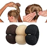 3 Stück Duttkissen Haarknoten Knotenrolle Haarschmuck DIY Haarschaumring Shaper Snap Hair Donut Dutt Haar-Zubehör magisches Haarstyling-Werkzeug für Frauen Pferdeschwanzhalter