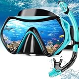 Hydomi Schnorchelset Erwachsene Anti-Fog Taucherbrille mit 180° Panorama Sichtfeld, Dry Top Schnorchel 3-Kanal System, Auslaufsichere Tauchmaske aus gehärtetem Glas für Tauchen Schwimmen