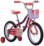 Schwinn Elm Kleinkinder-/Kinderfahrrad, 16-Zoll-Reifen, anpassbarer Sitz, inklusive Stützräder, Lila