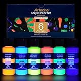 Artecho Fluoreszierende Farbe Leuchtfarbe 6x59 ml,...