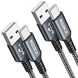 USB C Kabel, [2 Stück 2M] Nylon Fast Charge Schnellladekabel Typ C Ladekabel für Samsung Galaxy S22 S21 S20 S10 A13 A14 A21 A40 A53 A54, Google Pixel, Motorolo, Nokia, Xiaomi Redmi