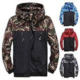 Herren-Outdoor-Jacken, wasserdicht, Camouflage-Regenjacke, Camouflage, Abenteuerjacke, leicht, Windbreaker, Mäntel, winddicht, Angelmäntel, durchgehender Reißverschluss, Patchwork-Mantel