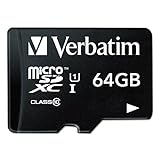 Verbatim Premium Micro SDXC Speicherkarte mit Adapter, 64 GB, Datenspeicher für Foto- und Video-Aufnahmen, Micro SD Karte in schwarz, ideal für Handy, Kamera oder Tablet