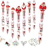 Maxmoc 7 Stück Kugelschreiber Weihnachten, 6-in-1 Mehrfarbiger Einziehbarer Kugelschreiber, 0.5mm Bunte Tintenroller Stifte für Kinder Studenten Schule Büro, Lustige Weihnachtsgeschenke Strumpffüller