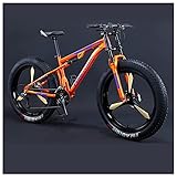 ERSINIAN Mountainbikes, Herren 26 Zoll Fat Tire Mountainbike mit Vollpension, Kohlenstoffstahl Großer Rahmen Doppelscheibenbremse Giant Bicycle