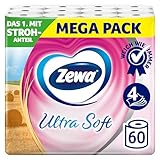 Zewa Ultra Soft Toilettenpapier mit Strohanteil 3x 20 Rollen, Weiss, 60 Count (Pack of 1)