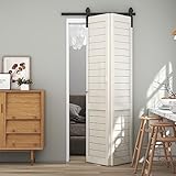 TSMST 120cm/4ft Klapptür Schiebetürsystem Komplett-Set, Platzsparende Scheunentür Spur Set für 2 Türen, Glatt und Ruhig (keine Tür)