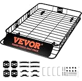 VEVOR Dachgepäckträger Korb Auto Dachkorb Universal 1630 x 990 x 152 mm, Dachgepäckträger Wanne 90,7 kg Tragfähigkeit Relingträger Fracht Gepäckablage Schwarz für Camping, Grillen, Autoreisen