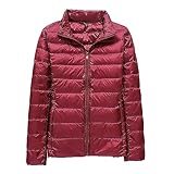 Wetterjacke Damen Wasserdicht Atmungsaktiv Damen, weiße Daunenjacke mit Entendaunenkragen Baumwollmantel Damen (Wine, S)