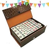 Mahjong Ziegel-Set | Gesellschaftsspiele | Tragbares Gesellschaftsspiel | Mahjong Reisespiel Interaktive Spiele | Für Innen Außen Reise Haus Party Familie Erwachsene Anfänger