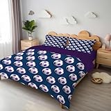 CEDNXOER Bettwäsche Set 135x200cm,3D Druck Lila Fußball Bettbezug Sets, Sport Weich Atmungsaktiv Bettbezüge mit ReißVerschluss, 1 Kissenbezug 80x80 cm, Blau
