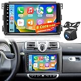 8-Core 4+64G Qualcomm Android Autoradio für Mercedes Benz Smart Fortwo 2005-2010, 9 Zoll IPS Touchscreen mit Wireless CarPlay & Android Auto, GPS Navigation WLAN, DSP Hi-Res Sound + AHD Rückfahrkamera
