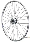 Vuelta 28 Zoll Fahrrad Laufrad Vorderrad Hohlkammerfelge Cut 19 Shimano Nabendynamo DHC30003 Vollachse Silber für V-Brakes/Felgenbremse