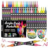 72 Farben Acrylstifte 36 Stifte-acrylstifte für steine wasserfest mit deckend & schnelltrocknend-acrylmarker acrylic marker & acrylic paint marker für Glas Holz Leinwand Keramik Papier