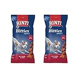 Rinti Bitties Adult Huhn & Kalb | Doppelpack | 2 x 75 g | Ergänzungsfuttermittel für ausgewachsene Hunde | Weiche Stückchen mit viel frischem Fleisch zubereitet | mit Omega 3 und ohne Zucker