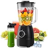 Mixer, Smoothie Maker, Standmixer, 1500 Watt Hochgeschwindigkeits Mixer Smoothie Maker mit 1,5L Glasbehälter, 600ml Flaschen BPA frei Tritan, einstellbare Geschwindigkeit für Smoothies, Mixen