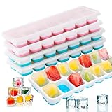 JAADU 4 Stück Eiswürfelform,56 Eiswürfel Leicht Lösen Silikon, Ice Cube Tray BPA Frei und LFGB Zertifiziert, Stapelbar, für Gefrierschrank Babybrei Whisky