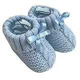 Nursery Time Unisex Baby Weiche,gestrickte Stiefeletten mit Bogen 116-354,1 Paar Gestrickte Stiefel 1 0-3 Monate Blau