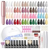 PEACECOLOR Gel Nägel Set mit Lampe, 22 Farben UV Nagellack Set mit Elektrische Nagelfräser für Gel Nagelset Starterset Base und Top Coat Nägel Selber Machen Nagelstudio Set