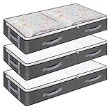 Lixiluxia 3 Stück Unterbett Aufbewahrungsbox, Aufbewahrungstasche Faltbar, Bettkasten, Aufbewahrungstasche für Bettdecken, Unter Bett Aufbewahrungskisten, Unterbett-Aufbewahrungstaschen für Decken
