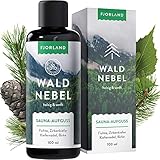 FJORLAND® Waldnebel Saunaaufguss BIO mit Fichte, Zirbe, Kiefernadel, Birke 100 ml - Natürlicher Wald Saunaduft mit ätherischen Ölen - Entspannende Sauna Aufgussmittel hochdosiert - Lange haltbar