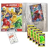 Bundle mit Lego Ninjago Serie 9 Trading Cards - 1 Leere Sammelmappe + 5 Booster + Lego Ninjago Serie 5 XXL6 Karte + Exklusive Collect-it Hüllen