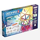 Geomag, Recycled Glitter, Magnetische Konstruktionen mit Glitzereffekt, Bunte und Glitzernde Magnetstäbe, 142-teilige Packung, 100% Recycelter Kunststoff