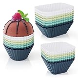 Muffinform Silikon,BPA-Frei Wiederverwendbare Silikon Muffinförmchen,24 Stück Silikon Backformen Muffin-Formen,Rechteck, Quadrat, Kreis Cupcake Formen