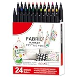 Generisch Stoffmarker Für Kleidung | 12/24 Farben Stoffmalfarbe Marker,Waschbare Textilmalstifte Für Schuhe Baumwolle Polyester Wäsche Graffiti Outdoor Haushalt Keramik