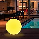 wuuhoo® LED Solarlampe Gloria mit 16 Farben 30-50cm, wetterfester und dimmbarer LED Kugel mit Fernbedienung, Solar Kugellampe für Drinnen und Draußen, Gartenlampe, Gartenbeleuchtung 50 cm
