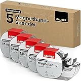 GAUDER Magnetband selbstklebend im Spender (5 Stück) I Magnetklebeband I Magnetstreifen (6 m)