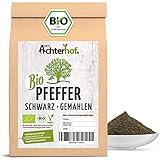 Pfeffer schwarz BIO gemahlen 200g | Gewürzklassiker in höchster Bio-Qualität | Feinster Pfeffer schwarz und frisch vermahlen | anmutig scharfes und dennoch würziges Aroma | vom Achterhof