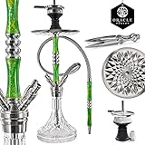 ORACLE HOOKAH® Epoxidharz Edelstahl Shisha Set 4 Anschlüsse - Shisha mit 1 Schlauch 1 Mundstück Kopf und Zubehör - Shisha Grün