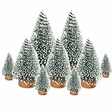 QYDMIN 9 Stück Weihnachtsbaum Mini Künstlich 10/15/20cm Mini Weihnachts Baum Mini Grüner Weihnachtsbaum für Tischdeko mit Schnee-Effek DIY Grün Klein Mini Christbaum für Weihnachten Party